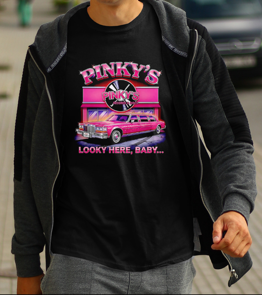 Pinky's Records And Discs Pink Limousine Looky Here Baby T-Shirt