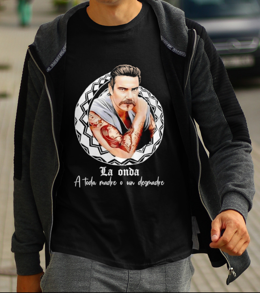 La Onda A Toda Madre O Un Desmadre Tattooed Man Mustache Geometric T-Shirt