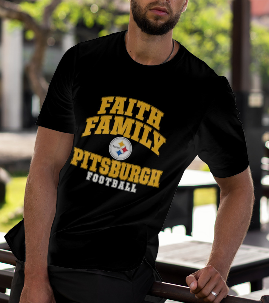 Pittsburgh Steelers Faith Family Football Team Yellow Arched T-Shirt