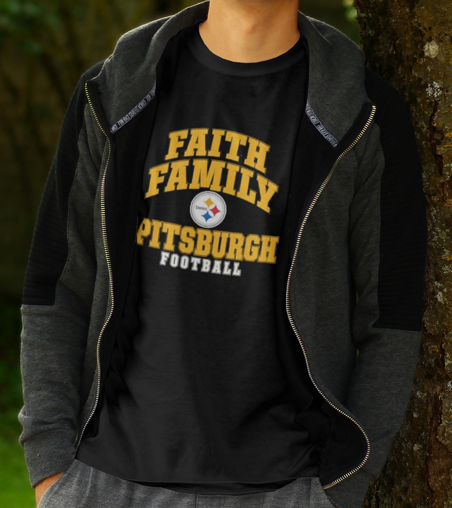 Pittsburgh Steelers Faith Family Football Team Yellow Arched T-Shirt