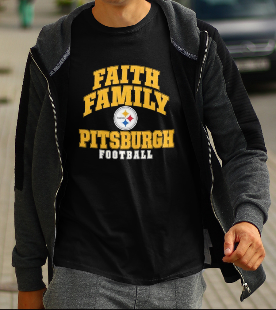 Pittsburgh Steelers Faith Family Football Team Yellow Arched T-Shirt