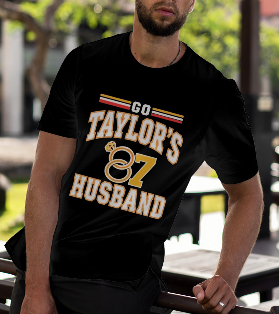 Go Taylor's Husband 87 Football Fan Cheer With Ring Motif T-Shirt