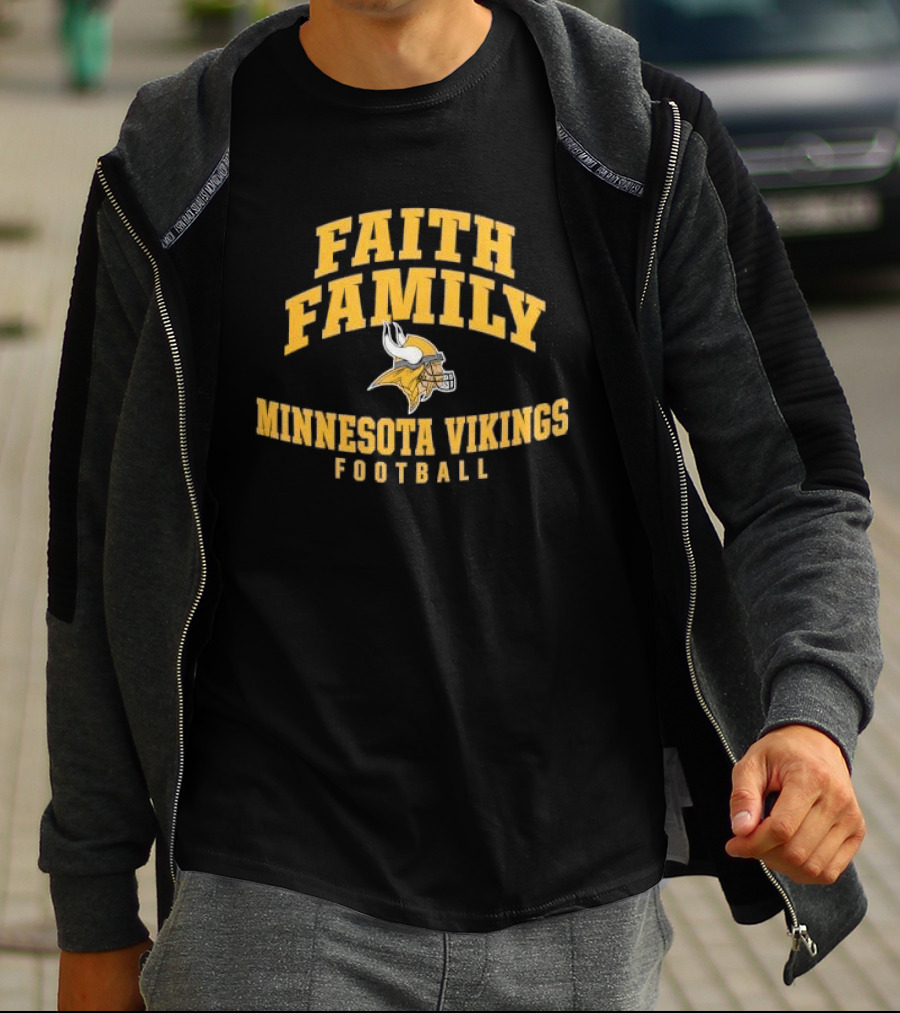 Faith Family Minnesota Vikings Football Helmet Horns T-Shirt