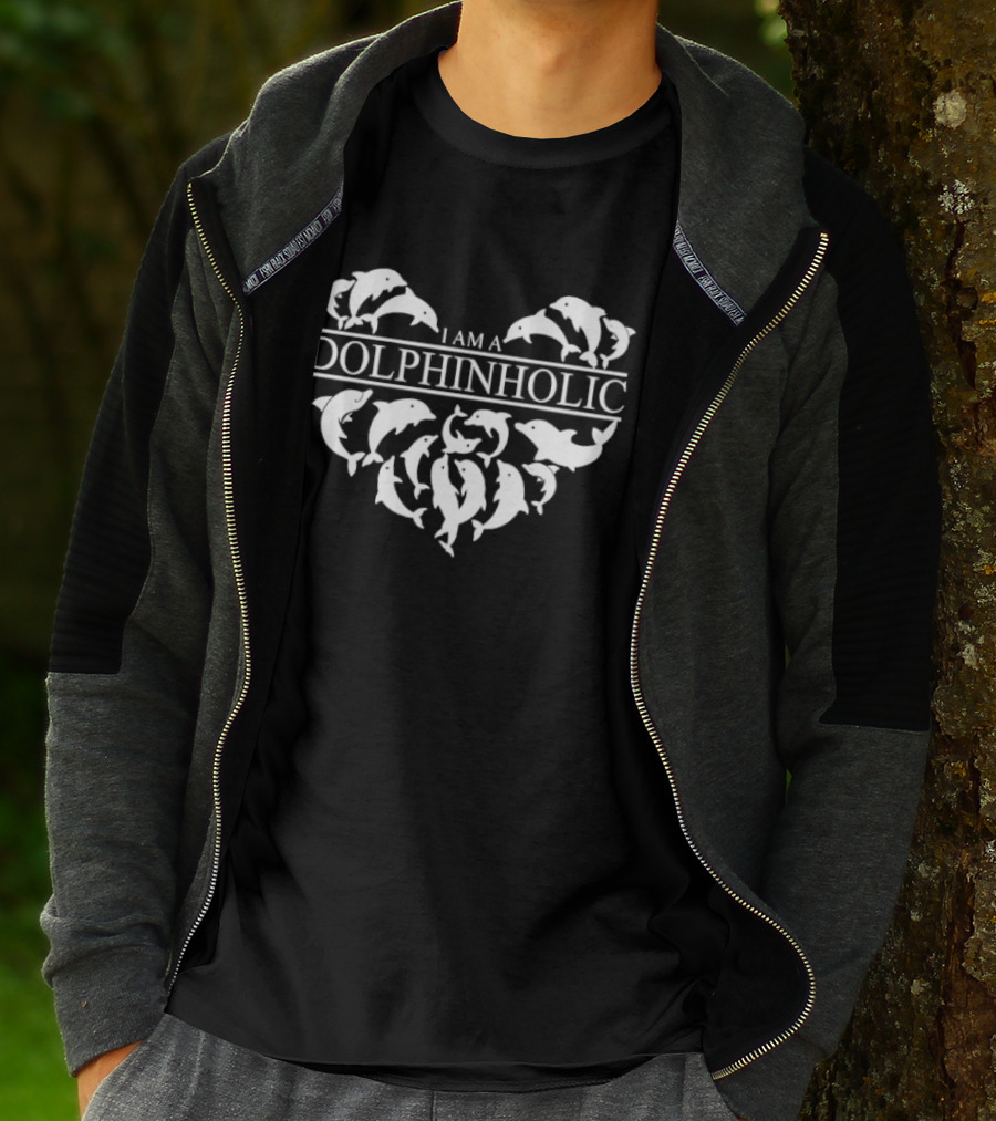 I Am A Dolphinholic Heart Shape Dolphins White T-Shirt