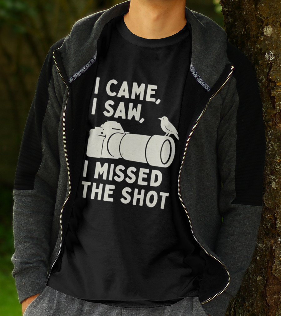 I Came I Saw I Missed The Shot Camera Bird Photography Humor T-Shirt