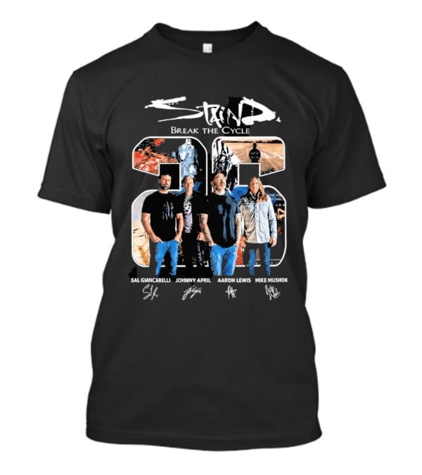 Staind Break The Cycle 23 Sal Giancarelli Johnny April Aaron Lewis Mike Mushok Signatures Rock Band T-Shirt