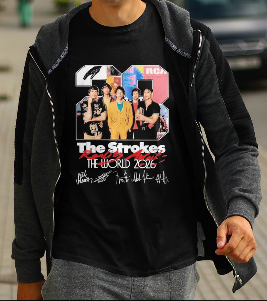 The Strokes Reality Awaits 2026 Tour RCA Vintage Band Signatures T-Shirt