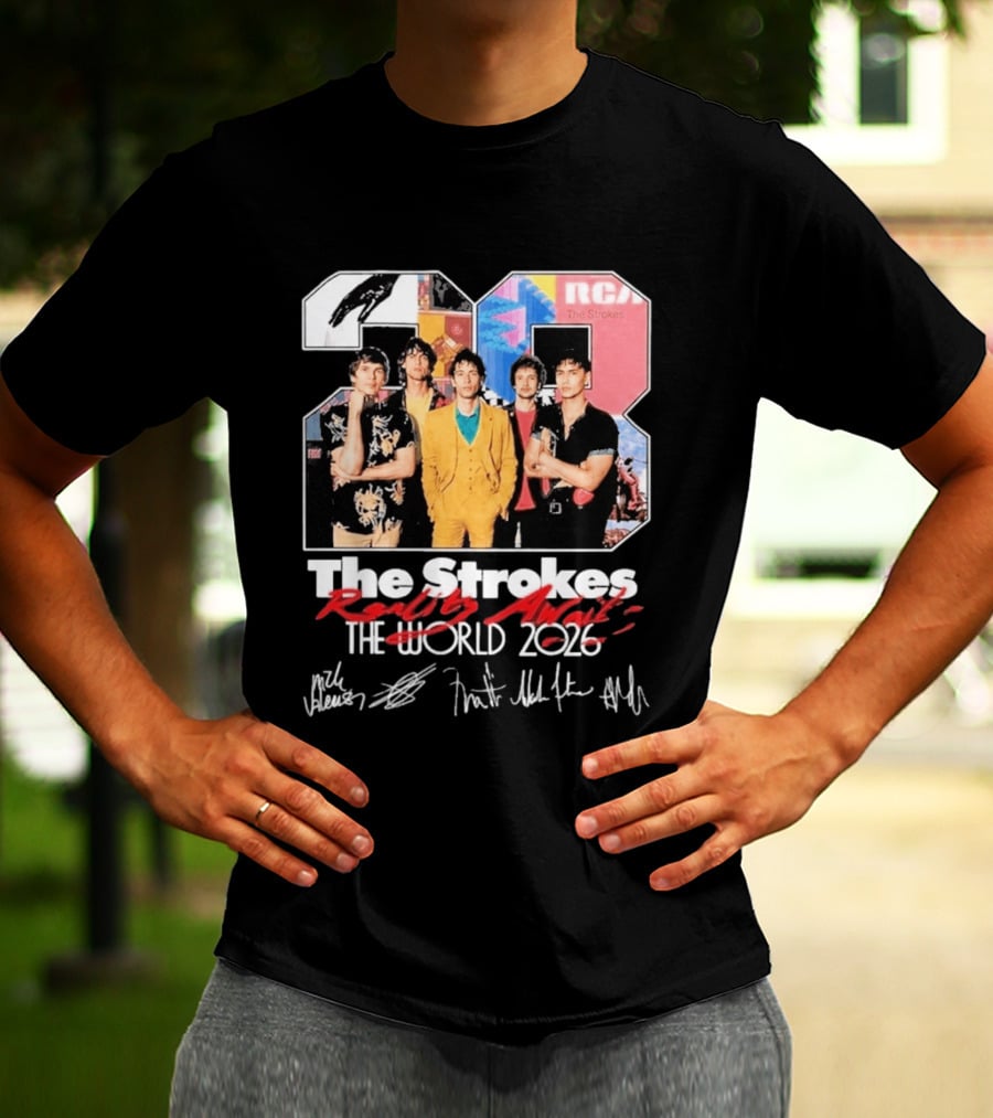 The Strokes Reality Awaits 2026 Tour RCA Vintage Band Signatures T-Shirt