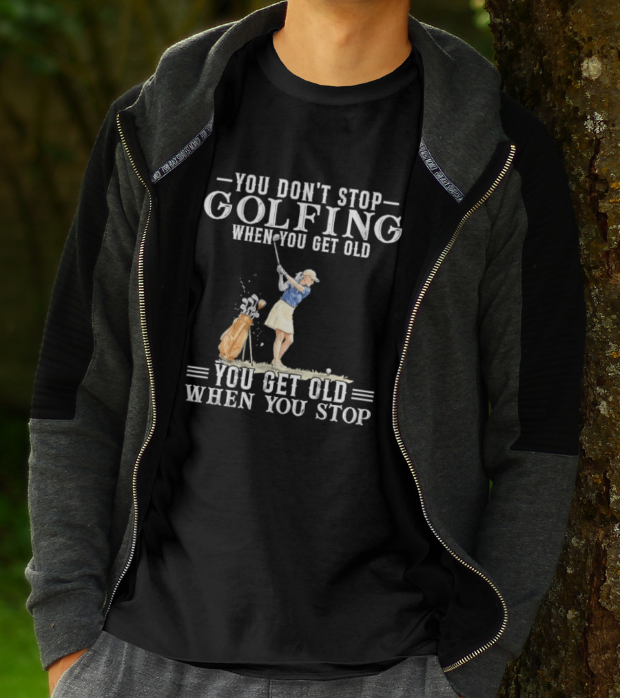 You Don't Stop Golfing When You Get Old You Get Old When You Stop Senior Female Golfer Watercolor T-Shirt
