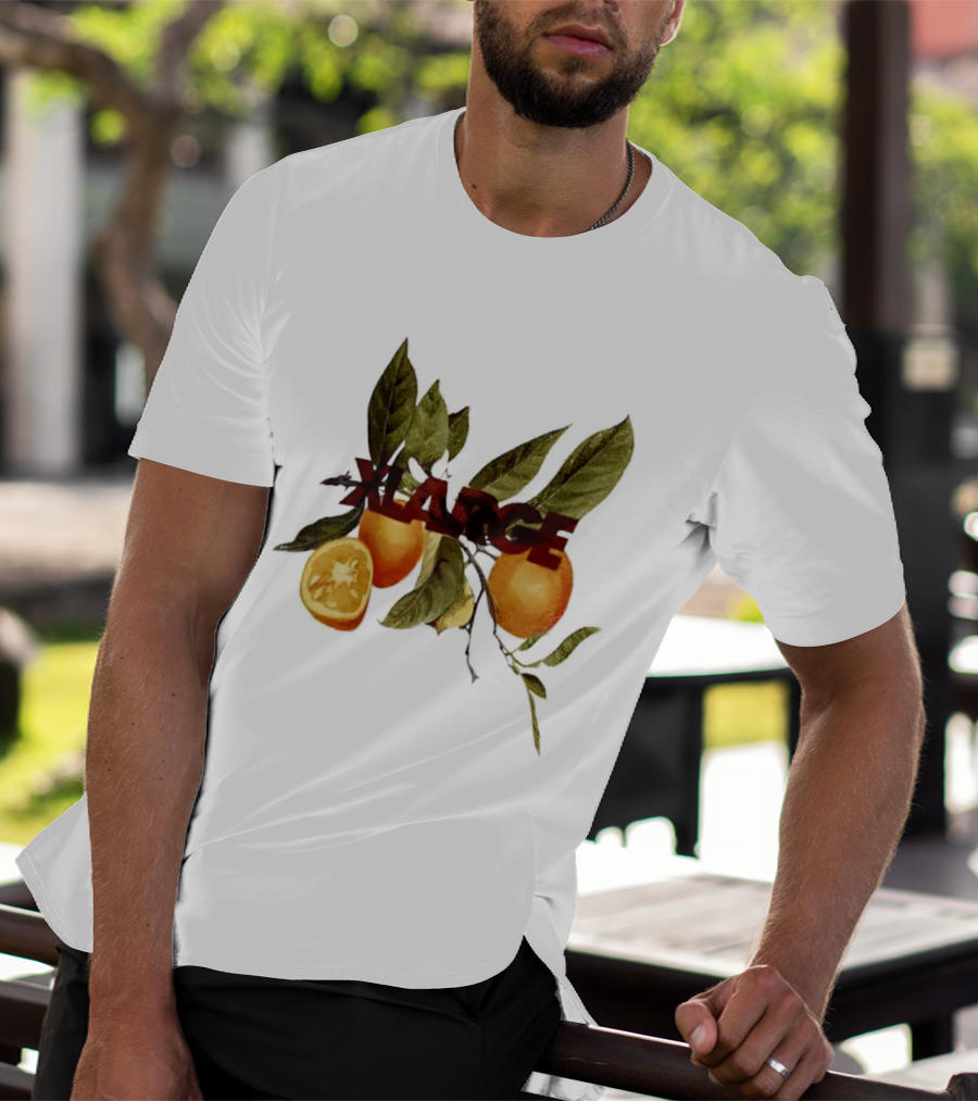 Xlarge Watercolor Oranges Citrus Branch Leaves Slice T-Shirt