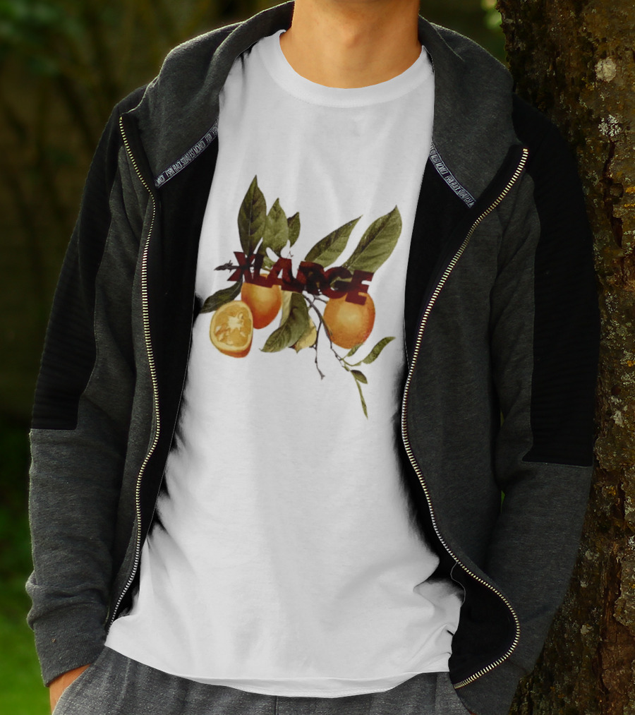 Xlarge Watercolor Oranges Citrus Branch Leaves Slice T-Shirt