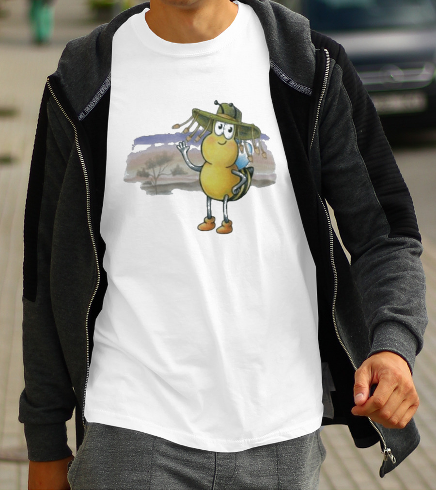 Drgluon Waving In The Outback With Bug Character In Sun Hat T-Shirt