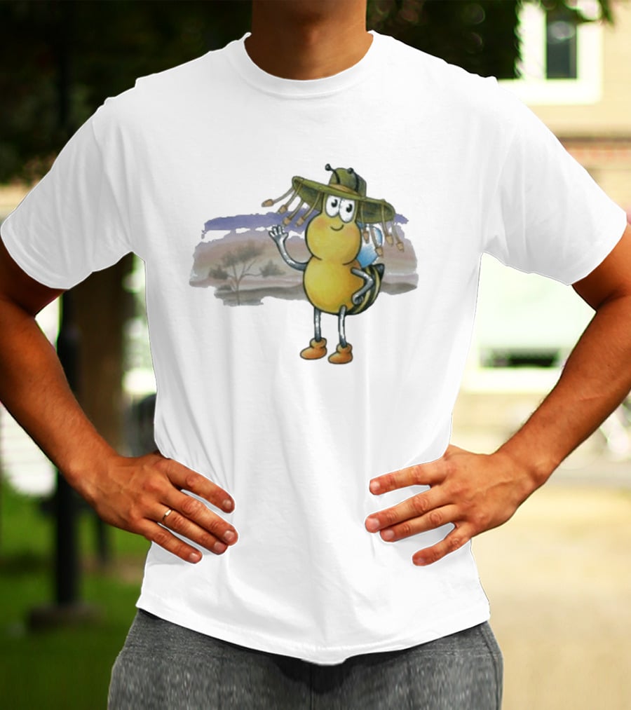 Drgluon Waving In The Outback With Bug Character In Sun Hat T-Shirt