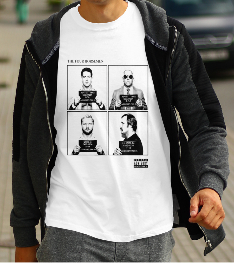 The Four Horsemen Ric Flair Tully Blanchard Arn Anderson Ole Anderson Shot Parental Advisory T-Shirt