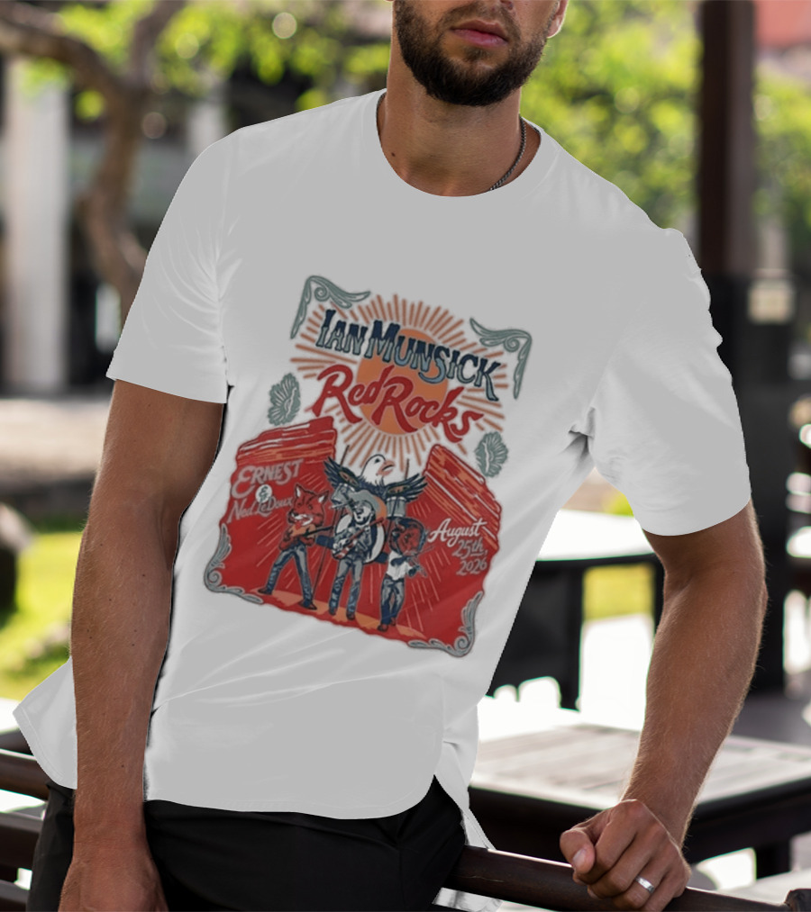Ian Munsick Red Rocks Morrison CO 08 25 2026 Live Tour Featuring Ernest Neon Dreams T-Shirt