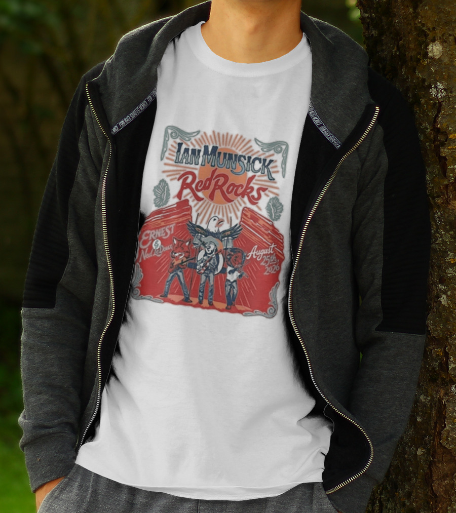 Ian Munsick Red Rocks Morrison CO 08 25 2026 Live Tour Featuring Ernest Neon Dreams T-Shirt