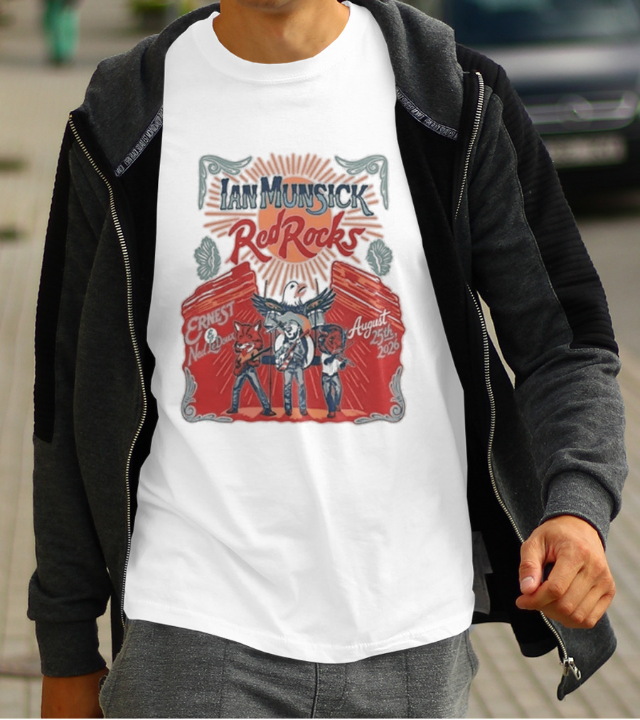 Ian Munsick Red Rocks Morrison CO 08 25 2026 Live Tour Featuring Ernest Neon Dreams T-Shirt