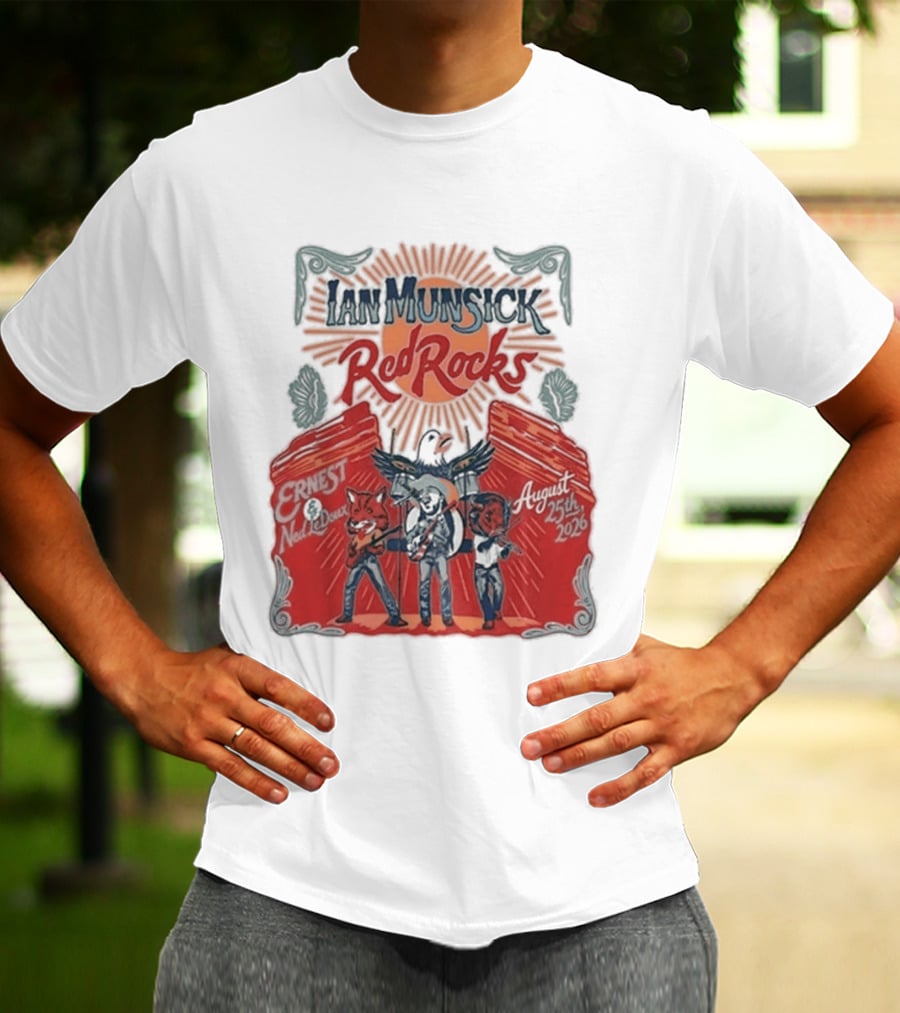 Ian Munsick Red Rocks Morrison CO 08 25 2026 Live Tour Featuring Ernest Neon Dreams T-Shirt