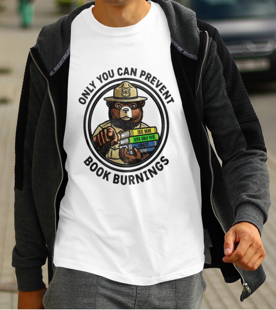Only You Can Prevent Book Burnings Sparky Bear Hell Book Seer Gold Thief T-Shirt