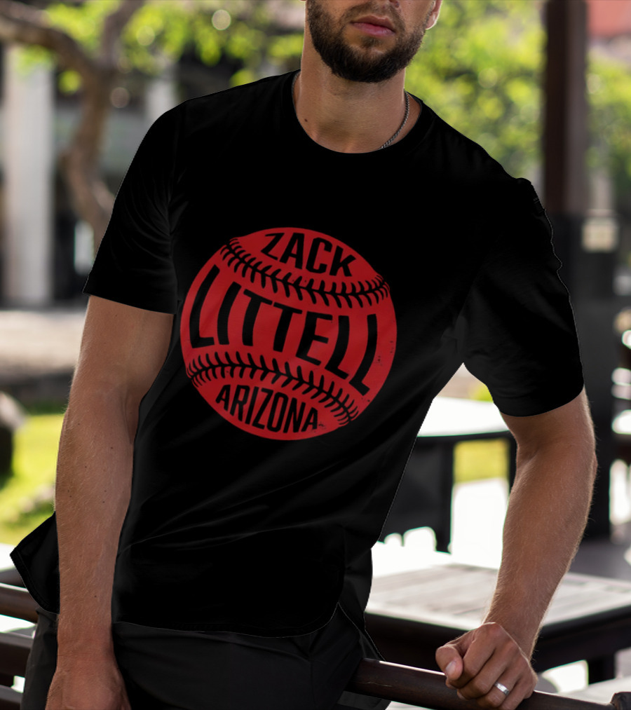 Zack Littell Arizona Distressed Red Baseball Seams T-Shirt