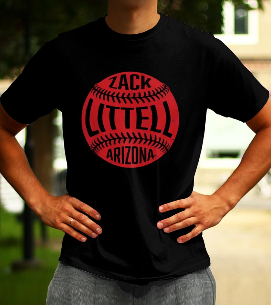 Zack Littell Arizona Distressed Red Baseball Seams T-Shirt