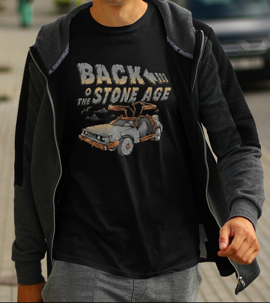 Back To The Stone Age Car Stone Age Style Time Travel Caveman T-Shirt