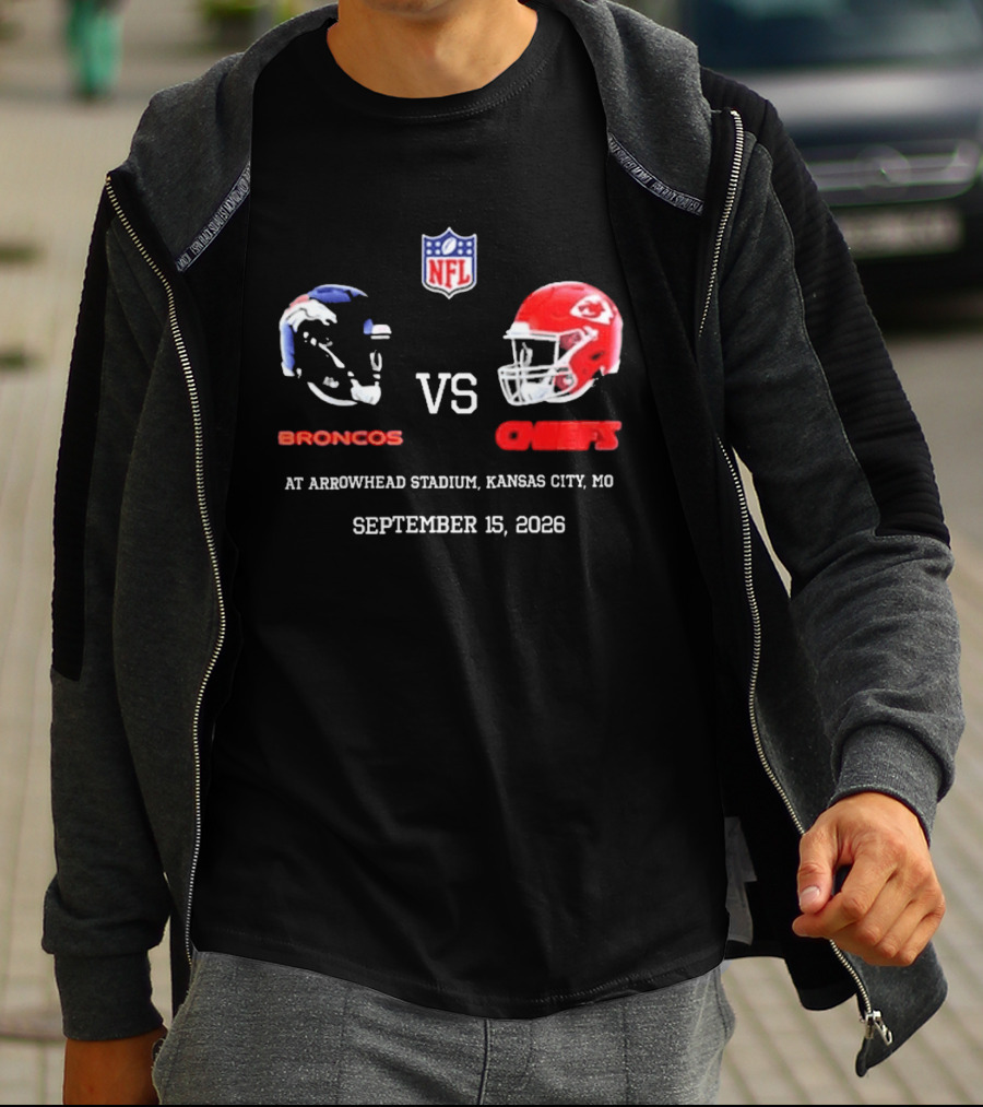 Denver Broncos Vs Kansas City Chiefs NFL Game At Arrowhead Stadium September 15 2026 T-Shirt