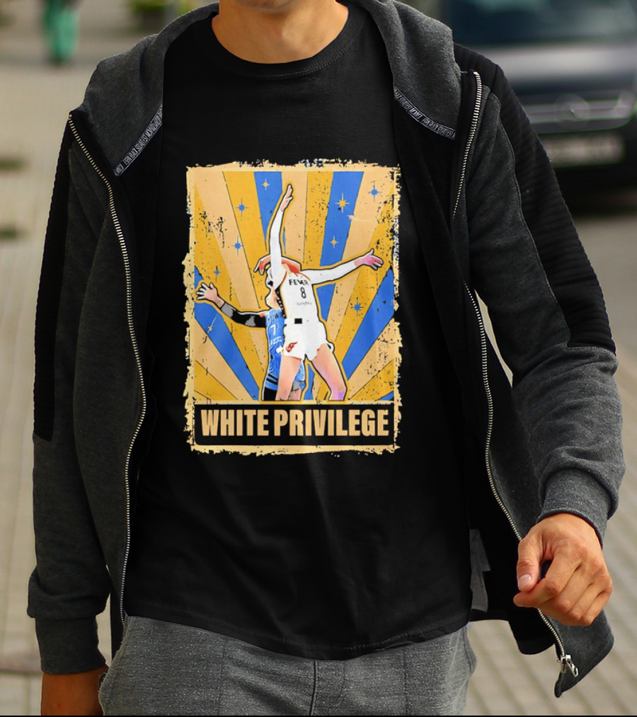 Indiana Fever WNBA White Privilege Basketball Players Foul Distressed Sunburst Stars T-Shirt