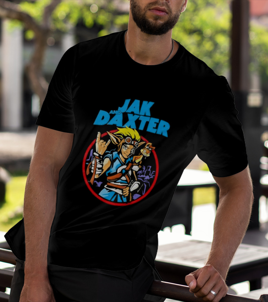 Jak And Daxter Cartoon Hero With Goggles In Red Circle T-Shirt
