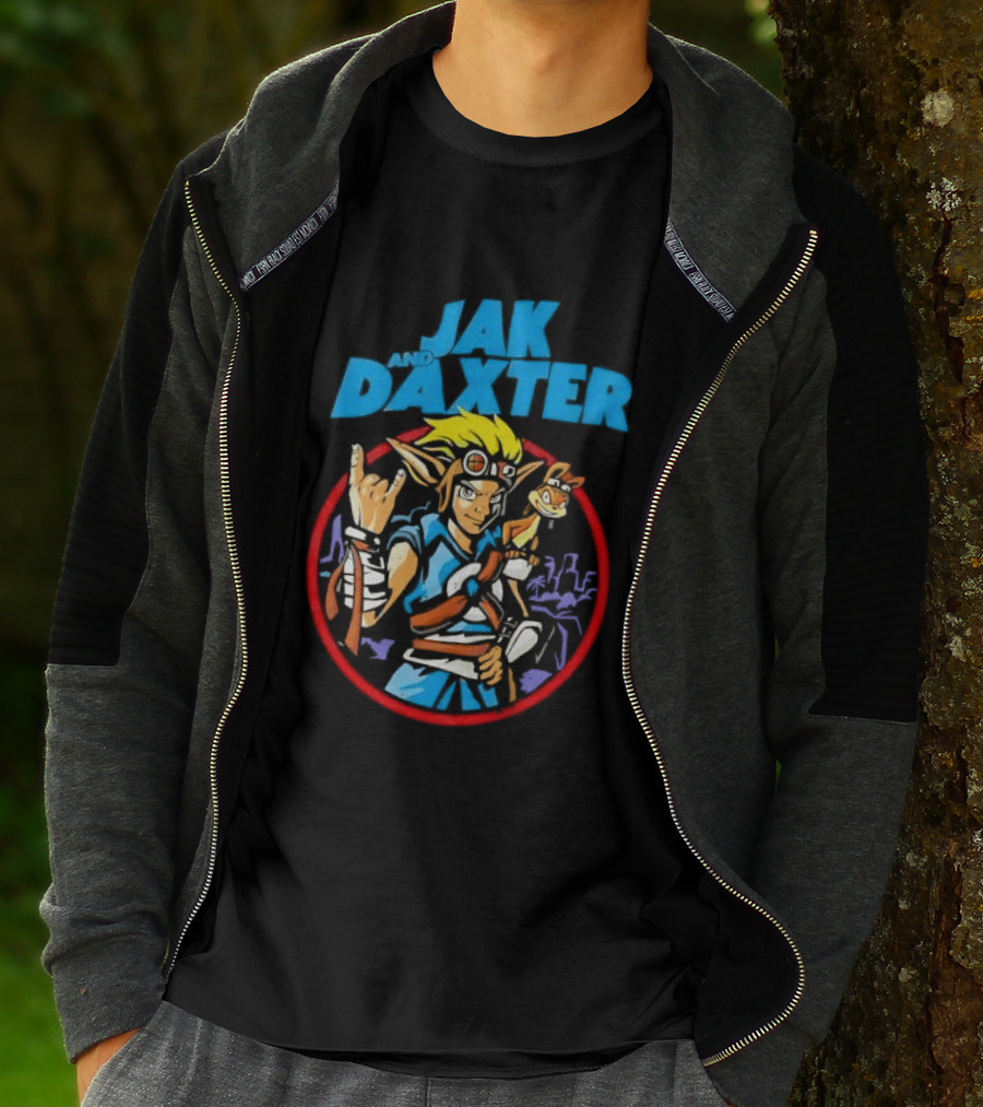 Jak And Daxter Cartoon Hero With Goggles In Red Circle T-Shirt