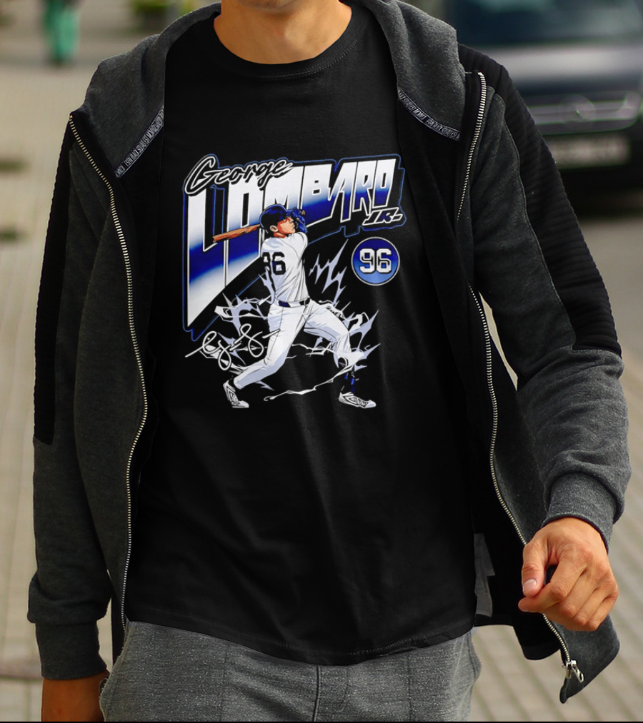 George Lombardo Jr 96 Baseball Player Swinging Bat Lightning T-Shirt