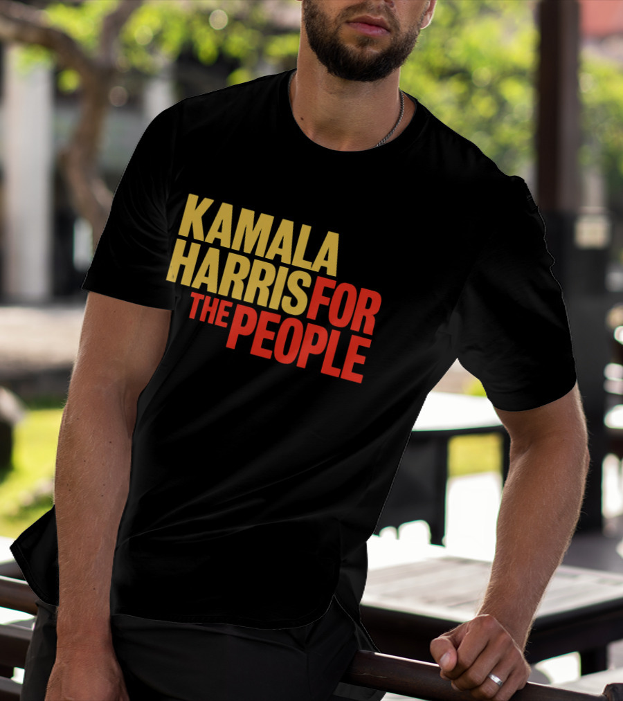 Kamala Harris For The People Text Classic Bold Yellow And Red T-Shirt