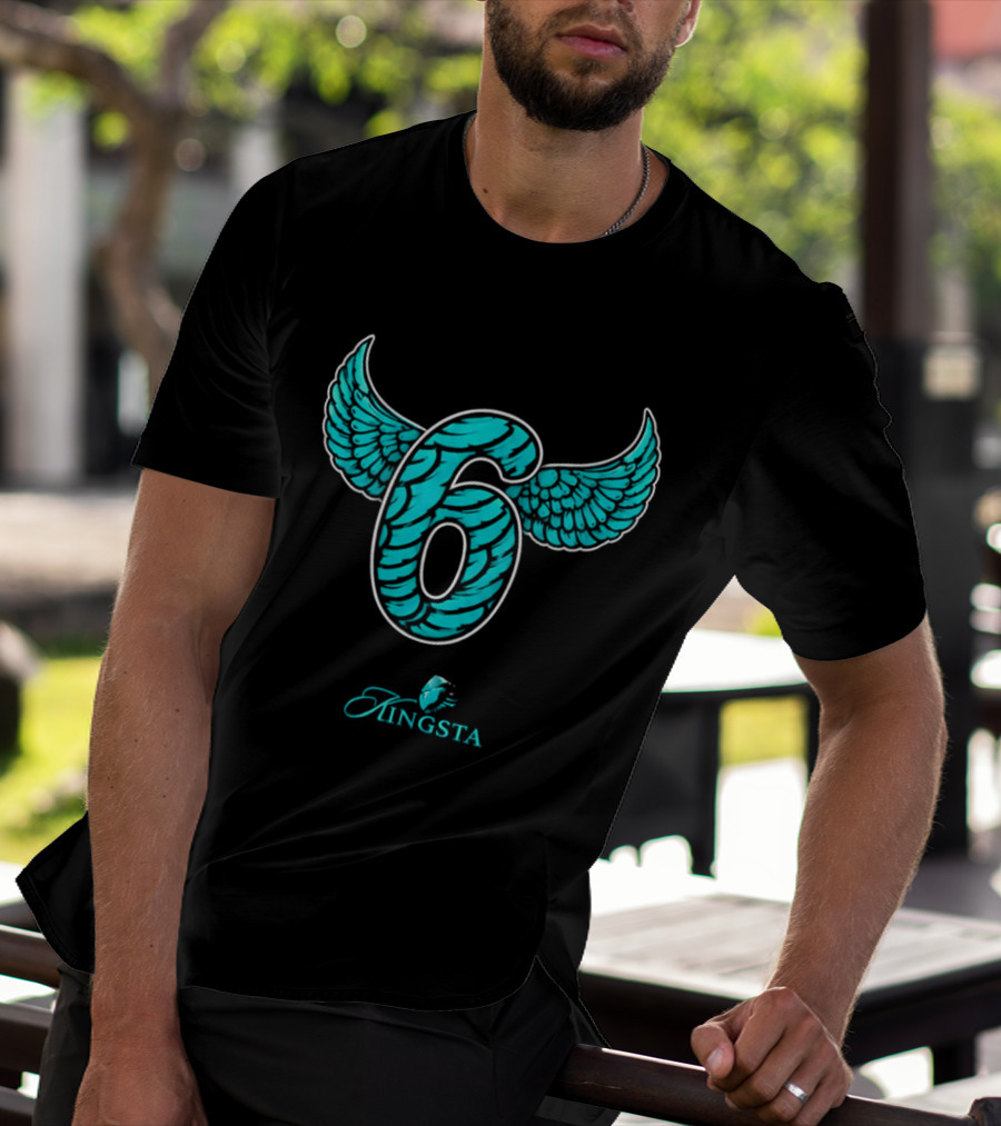 Kingsta Turquoise Feathered Wings Number 6 T-Shirt