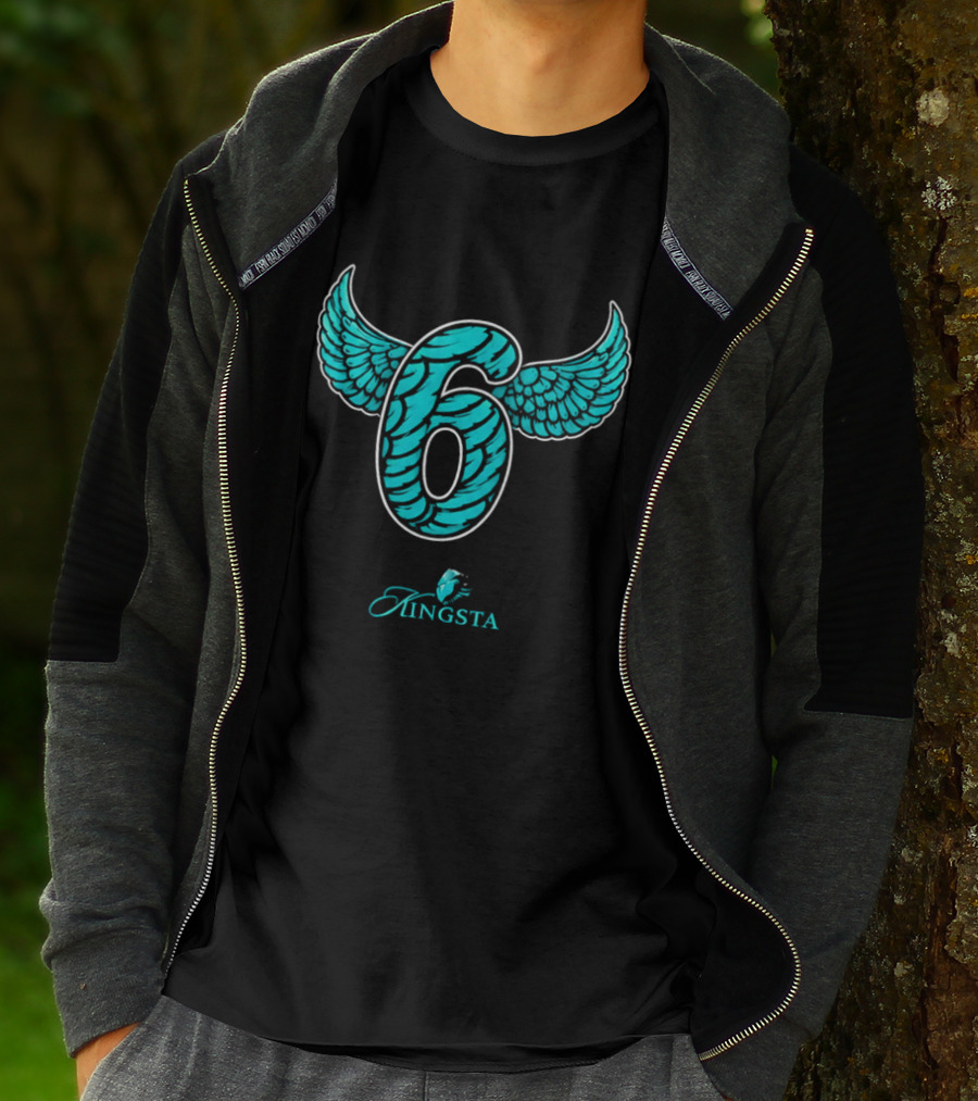 Kingsta Turquoise Feathered Wings Number 6 T-Shirt