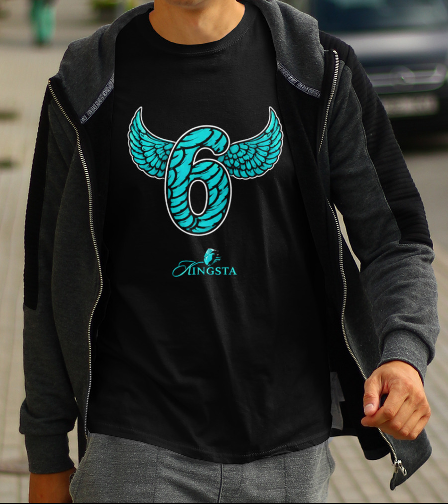Kingsta Turquoise Feathered Wings Number 6 T-Shirt