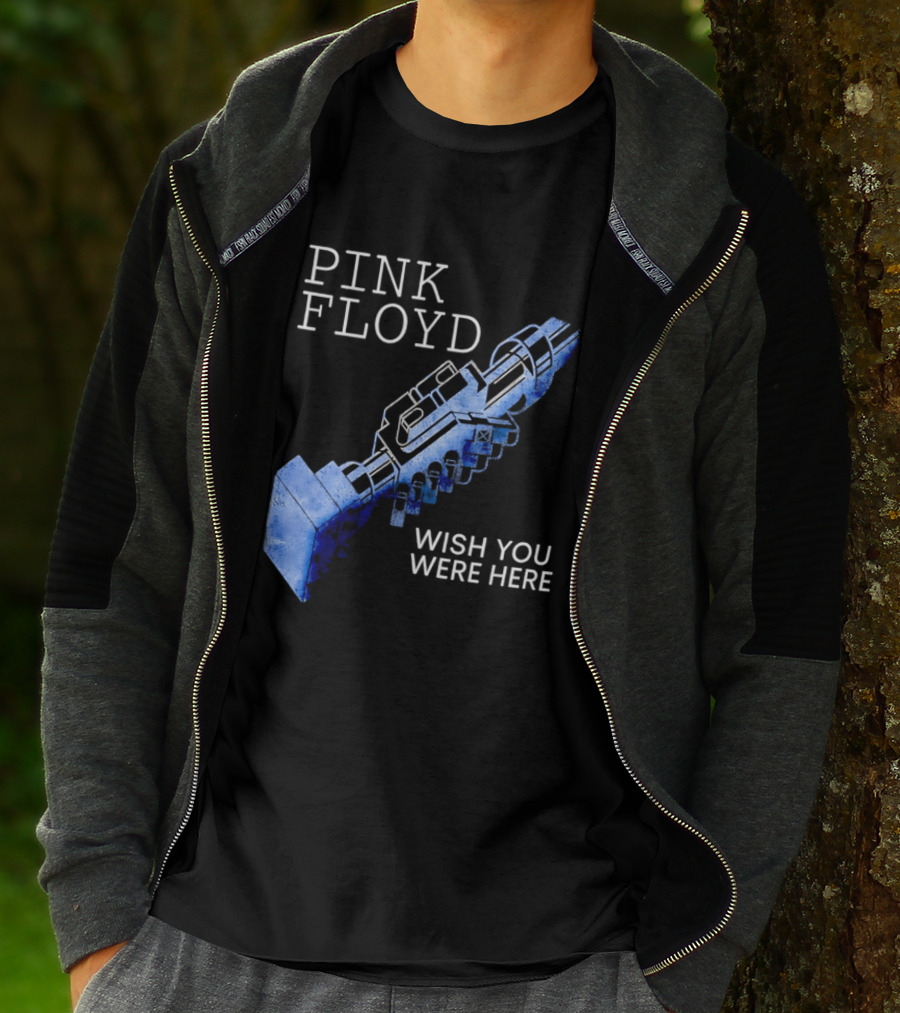 Pink Floyd Wish You Were Here Blue Mechanical Robot Handshake T-Shirt