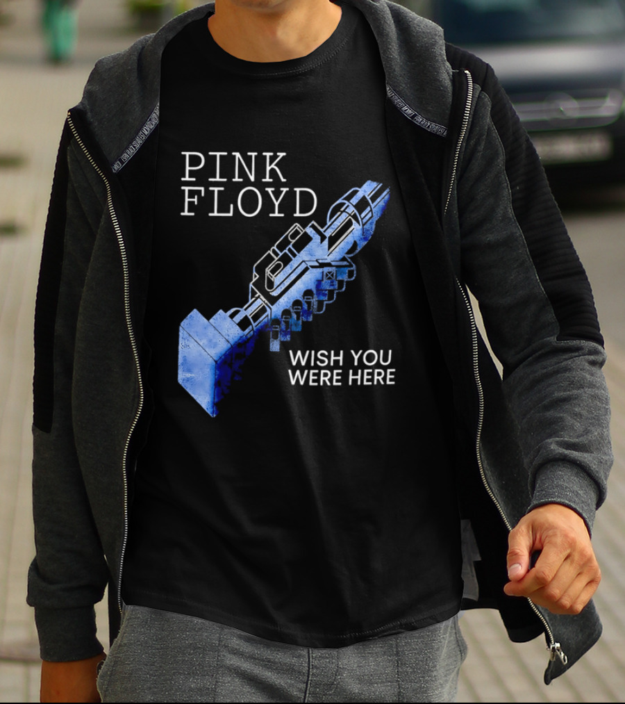 Pink Floyd Wish You Were Here Blue Mechanical Robot Handshake T-Shirt