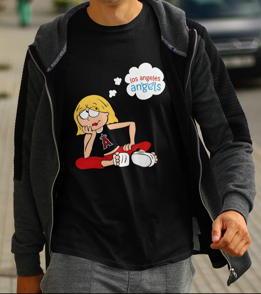 Los Angeles Angels MLB Blonde Girl Thought Bubble Sitting Pose T-Shirt