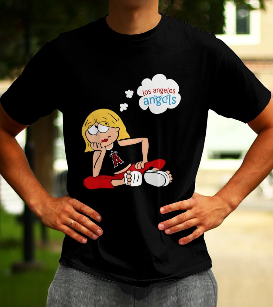 Los Angeles Angels MLB Blonde Girl Thought Bubble Sitting Pose T-Shirt