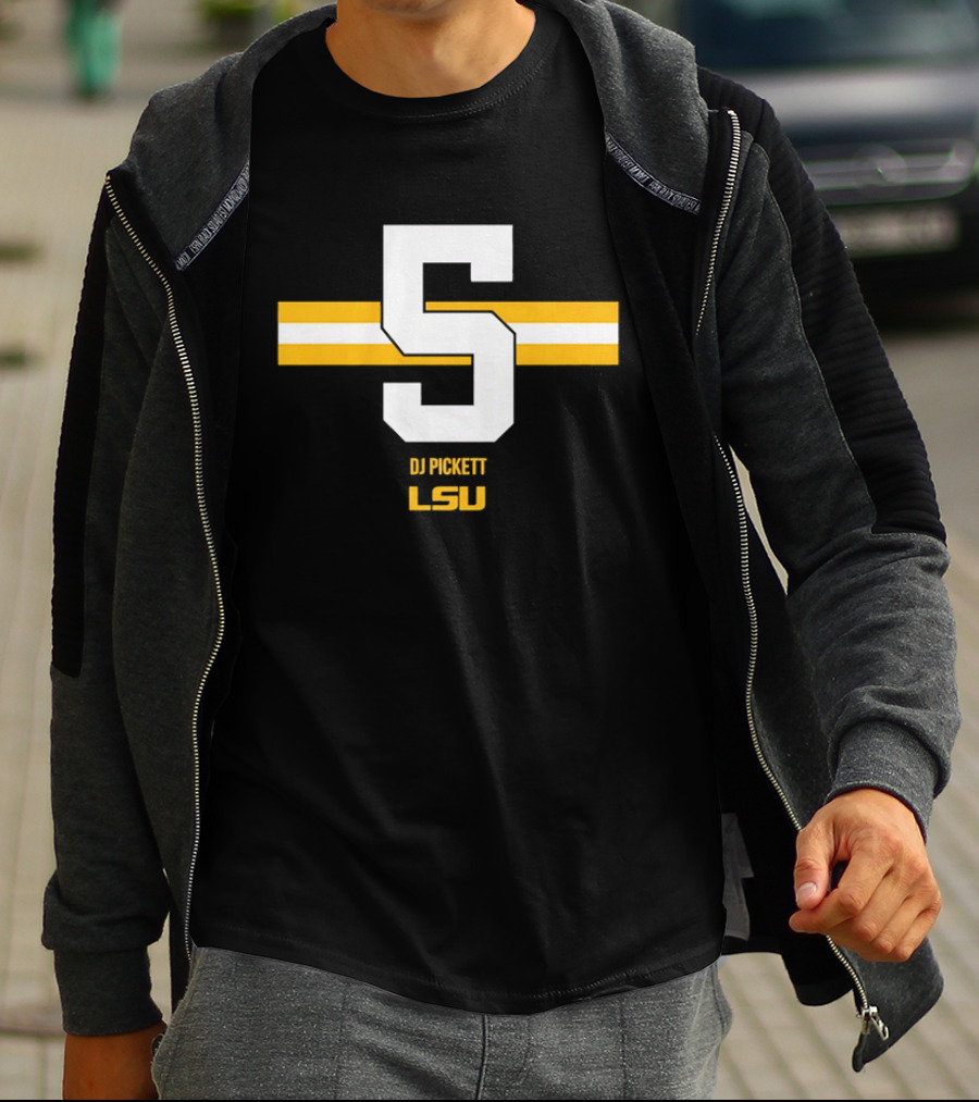 LSU Tigers DJ Pickett Number 5 Yellow T-Shirt