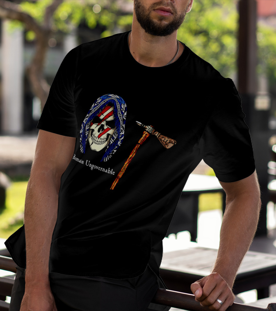 Remain Ungovernable Hooded Skull With Hammer Anti Authority T-Shirt