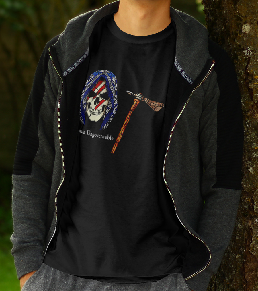 Remain Ungovernable Hooded Skull With Hammer Anti Authority T-Shirt