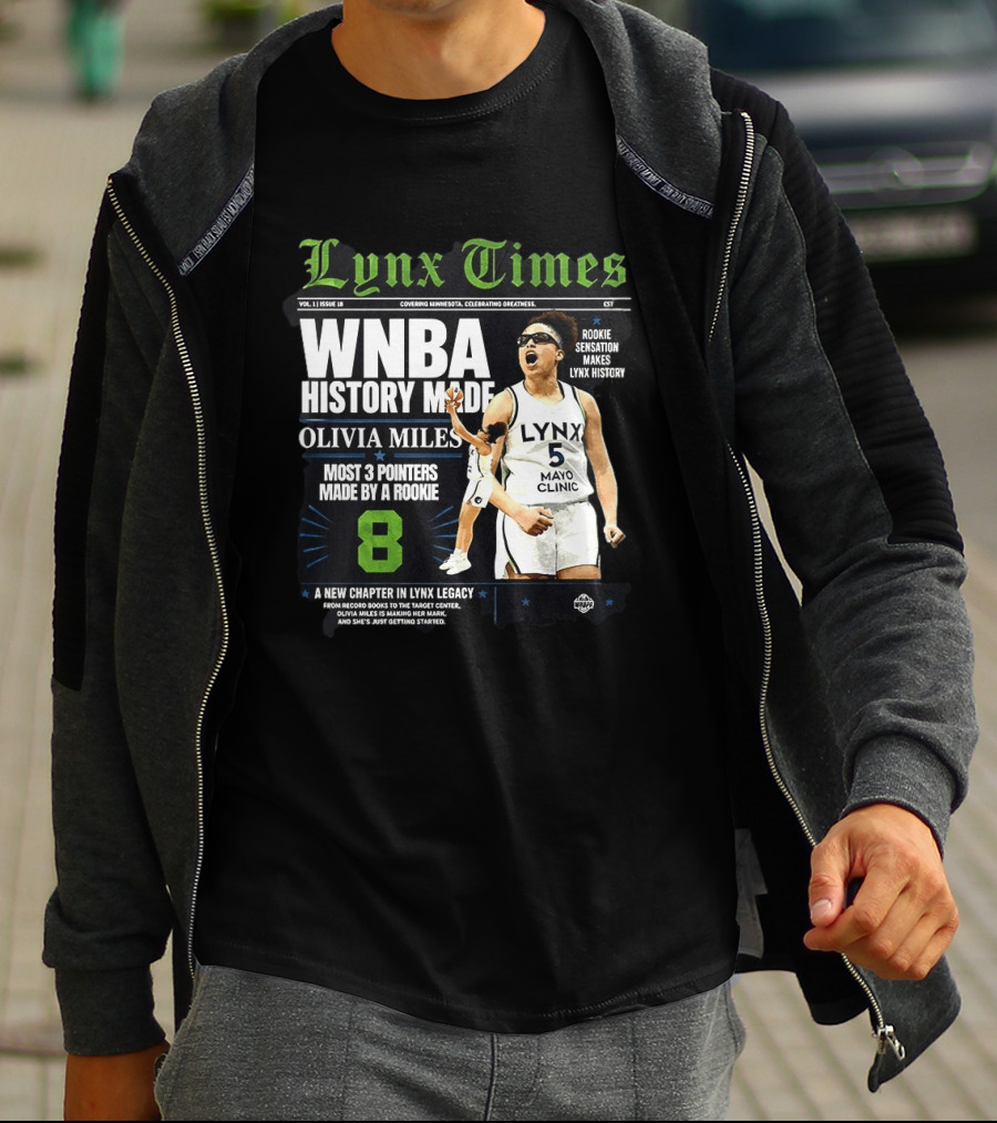 WNBA History Made Olivia Miles Lynx Times Most 3 Pointers By A Rookie T-Shirt
