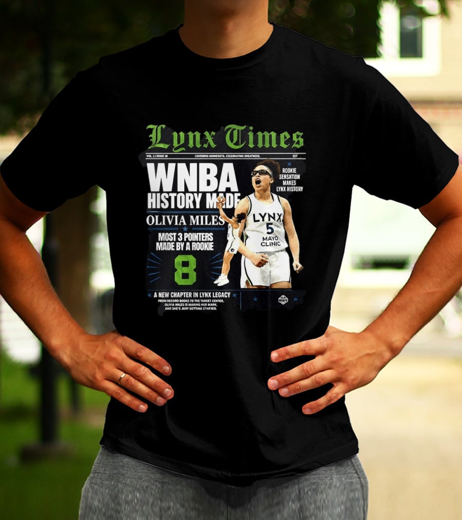 WNBA History Made Olivia Miles Lynx Times Most 3 Pointers By A Rookie T-Shirt