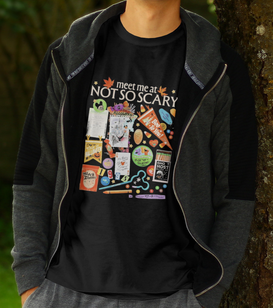 Meet Me At Not So Scary Boo To You Disney Halloween Trick Or Treating Black Flame Candle Halloween Party T-Shirt