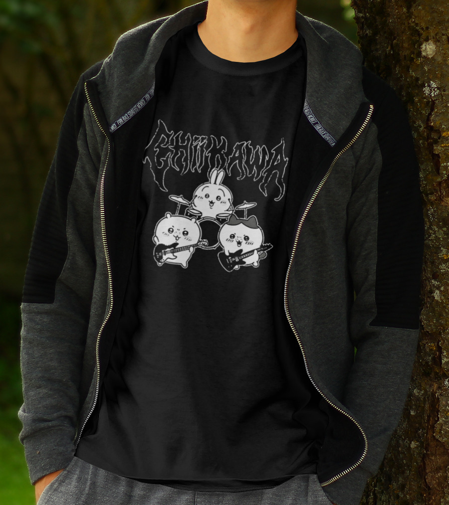 Chiikawa Kawaii Metal Band Characters With Instruments T-Shirt