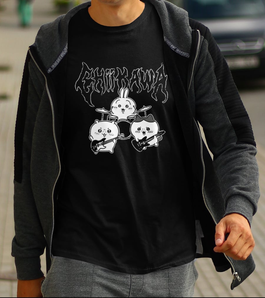 Chiikawa Kawaii Metal Band Characters With Instruments T-Shirt