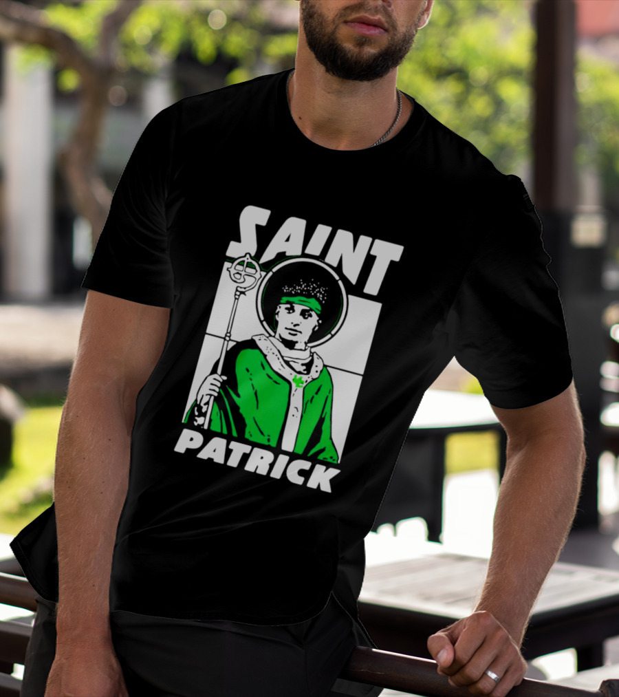 Saint Patrick Mahomes Kansas City Chiefs Iconic Green Halo And Staff T-Shirt