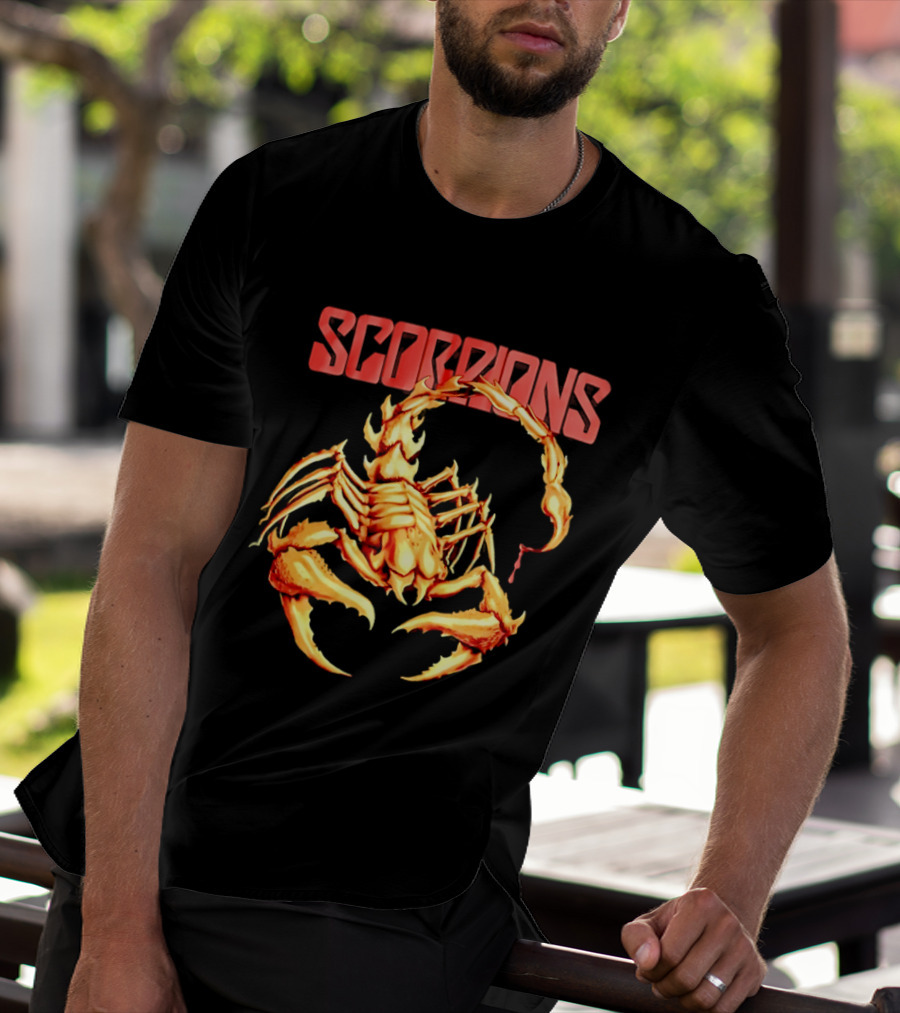 Scorpions Golden Metallic Skeleton Dripping Blood T-Shirt