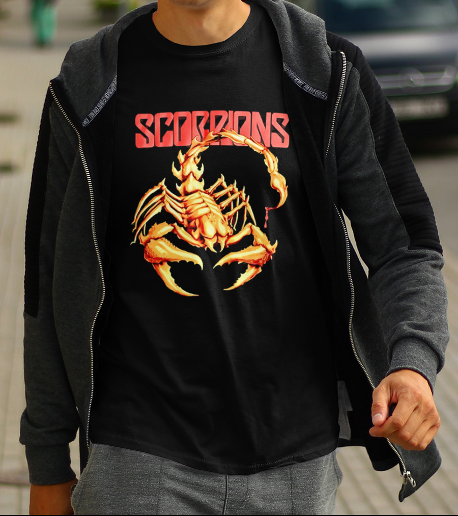 Scorpions Golden Metallic Skeleton Dripping Blood T-Shirt